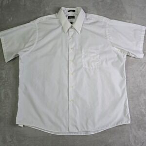 Arrow Mens White Short Sleeve Wrinkle Free Button Down Dress Shirt XXL 18.5